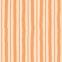 Textured Striped Seamless Pattern. Simple Orange Wavy Stripes Hand Drawn Background, Perfect for Wrapping Paper, Fabric Design, Scrapbooking, Wallpapers, and Minimalist Projects