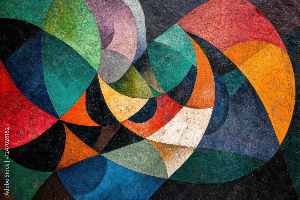 Poster complex arrangement of colorful patterns in an abstract design