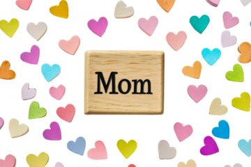 Celebrating mother's day with heart-shaped decorations home joyful isolated on transparent background