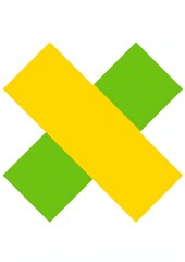 Yellow square icon featuring the letter 'X' in green