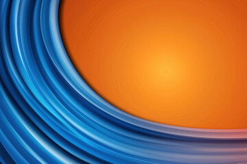 Abstract design featuring blue waves against a vibrant orange background during daylight