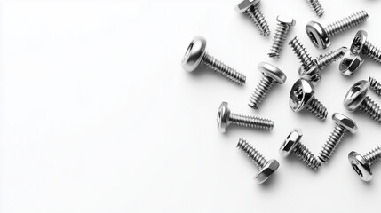 Screws fasteners for various applications isolated on white background
