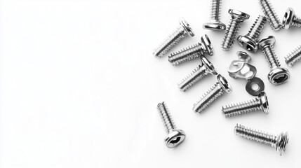 Screws fasteners for various applications isolated on white background