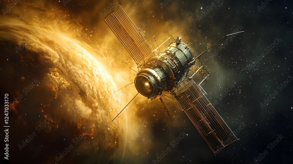 Wall mural deep space telescope capturing unidentified celestial object rapidly approaching earth sparking curi