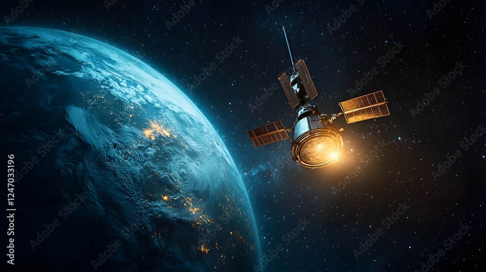 Wall mural deep space telescope detects unidentified object heading toward earth satellite in orbit capturing m