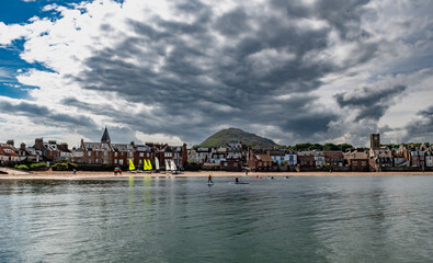 Fototapeta premium Sandy Beach At The Atlantic Coast Of Village North Berwick In Scotland, UK