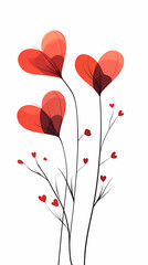 Heart Floral Illustration on White Background