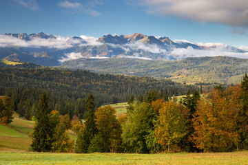 Beautiful autumn view of the Tatra Mountains