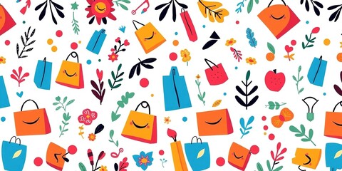 Whimsical Shopping: Vibrant Patterns and Whimsical Illustrations