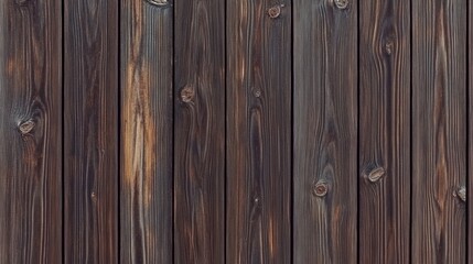 Naklejka premium An aged, dark brown wooden wall featuring a rich, rustic texture with a weathered appearance.