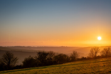 sunset over the south downs