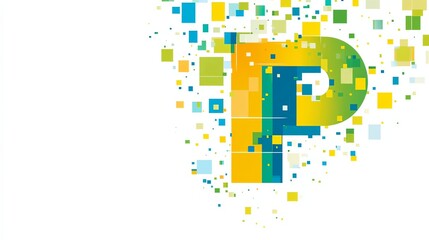 Stylized letter "P" in yellow, green, and blue