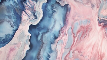 Naklejka premium A tranquil abstract watercolor painting with flowing hues of soft blue and subtle pink tones.