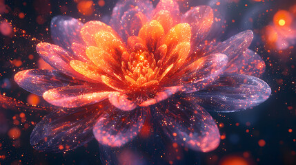 Fototapeta premium Vibrant Lotus Flower Petals: A Close-Up of Delicate Blooming Beauty with Ethereal Colors and Sparkling Texture in a Tranquil Abstract Garden of Colorful Fantasy and Artistic Elegance