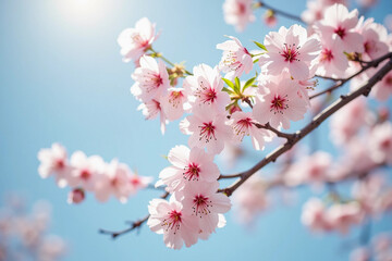  Blooming Sakura Flowers Against a Sky Background