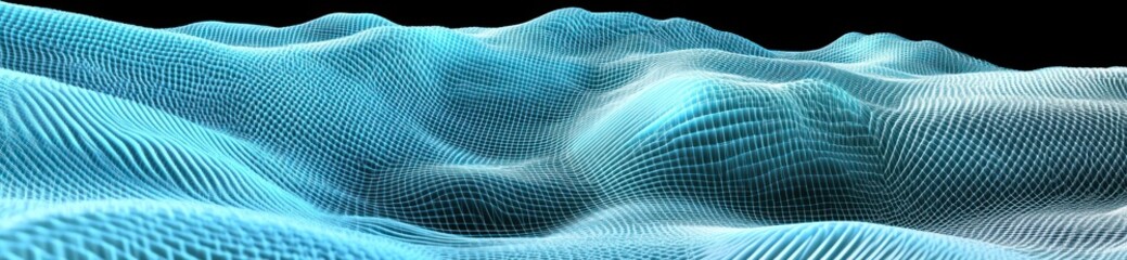 Abstract blue digital wave landscape.