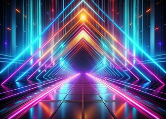 Futuristic Neon Ascending Lines 3D Wallpaper