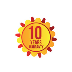 10 years warranty badge sun style sticker warranty sticker badge