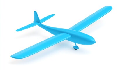 Light blue toy airplane isolated on white background.