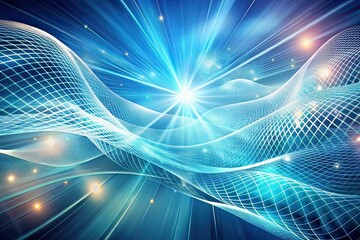 Glowing Light Blue White Abstract Mesh Silhouette Background