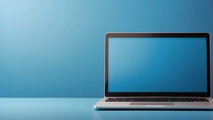 Fototapeta premium Laptop banner with empty space Without Text, Blue background
