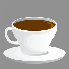 Morning cup of coffee for waking up. Cup coffee side view. Chocolate drink aroma hot restaurant mug. Eps 10.