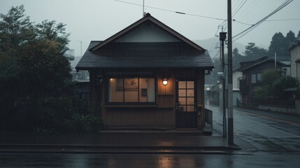 Rainy Japanese Town House