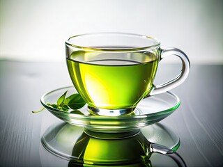 Green Tea in Glass Cup - Documentary Photography Still Life