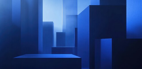 Abstract blue geometric shapes background.