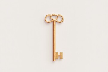 Golden key design with heart and dollar symbols rendered for financial concepts and wealth representation