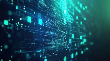 Abstract Technology Background with Glowing Lines and Shapes Visualization