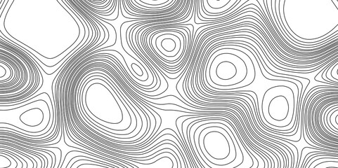 Contours line terrain map geographic mountain relief texture grid topography map background, abstract black and white curved reliefs monochrome image cartography wavy abstract lines background.