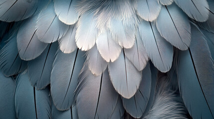 Naklejka premium Close-Up of Soft Blue Bird Feathers with Detailed Texture and Gentle Light Reflection