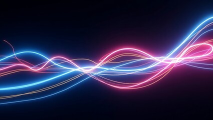A motion graphic inspired abstract background with vibrant light streaks flowing in multiple directions. Generative Ai.