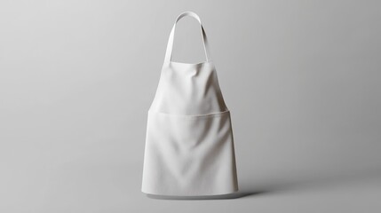 Clean white apron isolated on light grey background.