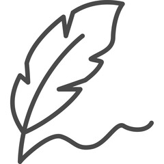 Feather Writing Line Art Sign. Vector Illustration with Single Outline Icon.