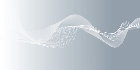 Gray and white abstract background with flowing particles. Digital future technology concept. vector illustration.