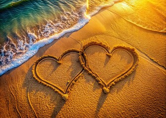 Heart Sand Beach Macro Photography AI Art, Beach Hearts, Macro Love