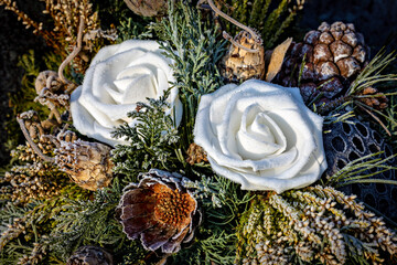 Grave decoration in the winter time