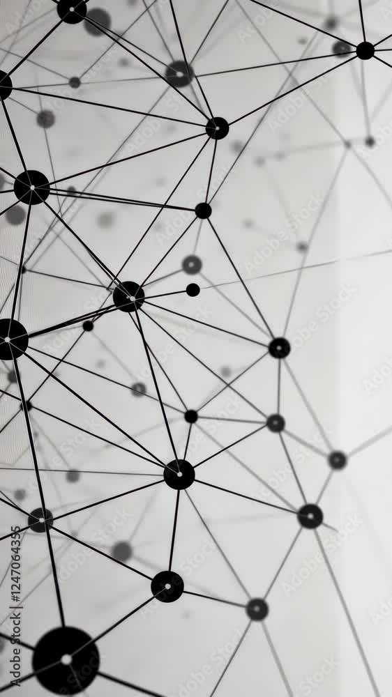 Poster discover the captivating arrangement of dots and lines forming a complex network structure on a ligh