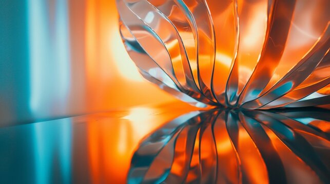 Abstract close-up of a metallic structure with reflections