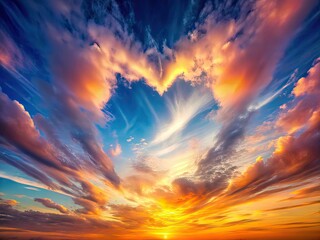Fototapeta premium Heart Shaped Sunset Clouds Long Exposure Photography