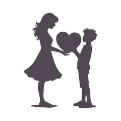 Mom And Son Silhouette for Mother's Day Vector Design Illustration