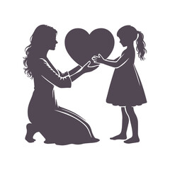 Mom And Son Silhouette for Mother's Day Vector Design Illustration