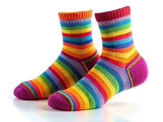 High-Resolution Socks Close-Up, White Background, Shallow Depth of Field
