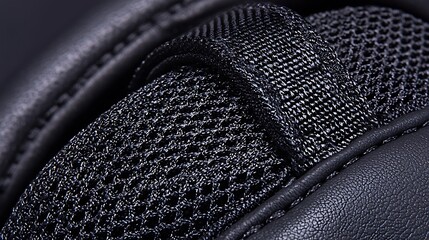 Close-up of black mesh fabric detail.  Texture background