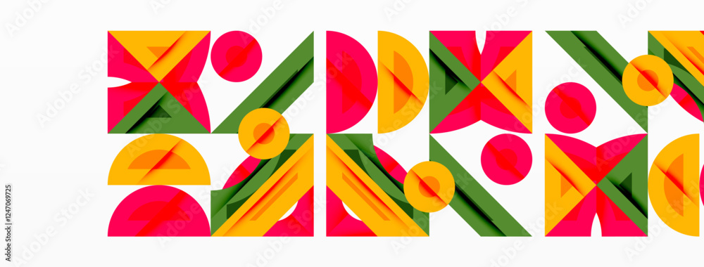 Wall mural abstract geometric background with shapes, featuring circular and rounded elements. bold contrast, s