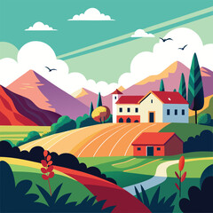 Dreamy Countryside Retreat with Sunrise Over Hills