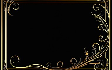 A black and gold vector background with golden wavy lines, a simple flat design