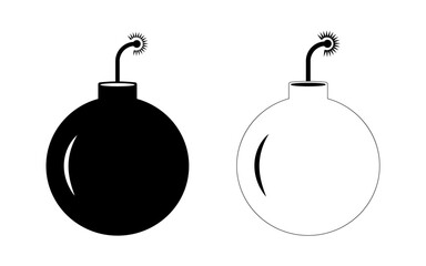 Simple Black and White Bomb Icons.Two contrasting black and white bomb icons, perfect for representing danger, security, or military themes.